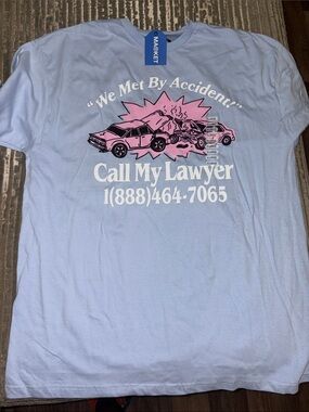 Men's Light Blue Graphic Tee - "Call My Lawyer"